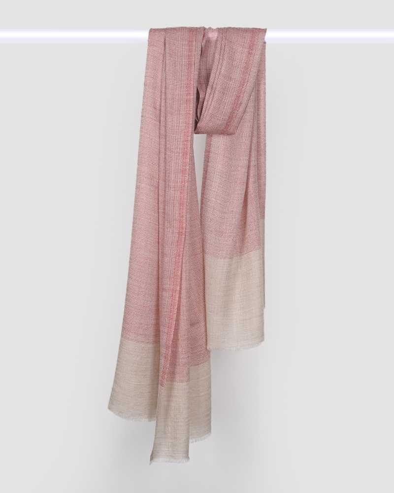Beige Pashmina Wool Natural Border Stole